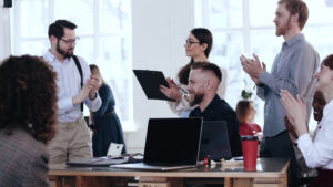 happy successful sales people